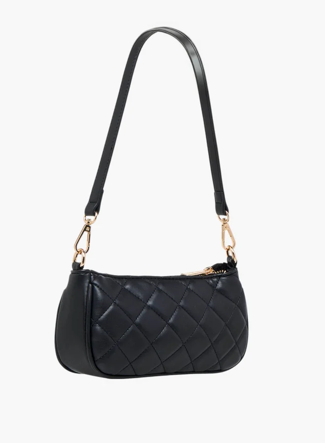 Flora Bella By Shoexpress Quilted Shoulder Bag with Detachable Strap and Zip Closure