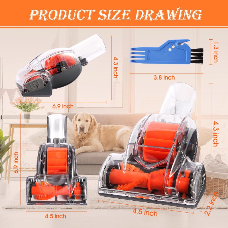 Hcxvtyx Upgraded Vacuum Pet Hair Power Brush Tool Attachment Compatible With Shark HV300 HV320 HV322 NV752 NV650 NV680 NV800 NV150 LA502 ZU560 ZU561 ZU60 AZ2001 HZ2002 UV725 Vacuum Replacement Parts Orange - Image 4