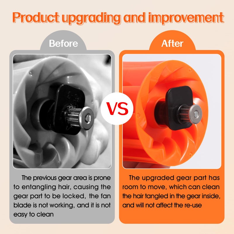 Hcxvtyx Upgraded Vacuum Pet Hair Power Brush Tool Attachment Compatible With Shark HV300 HV320 HV322 NV752 NV650 NV680 NV800 NV150 LA502 ZU560 ZU561 ZU60 AZ2001 HZ2002 UV725 Vacuum Replacement Parts Orange - Image 5