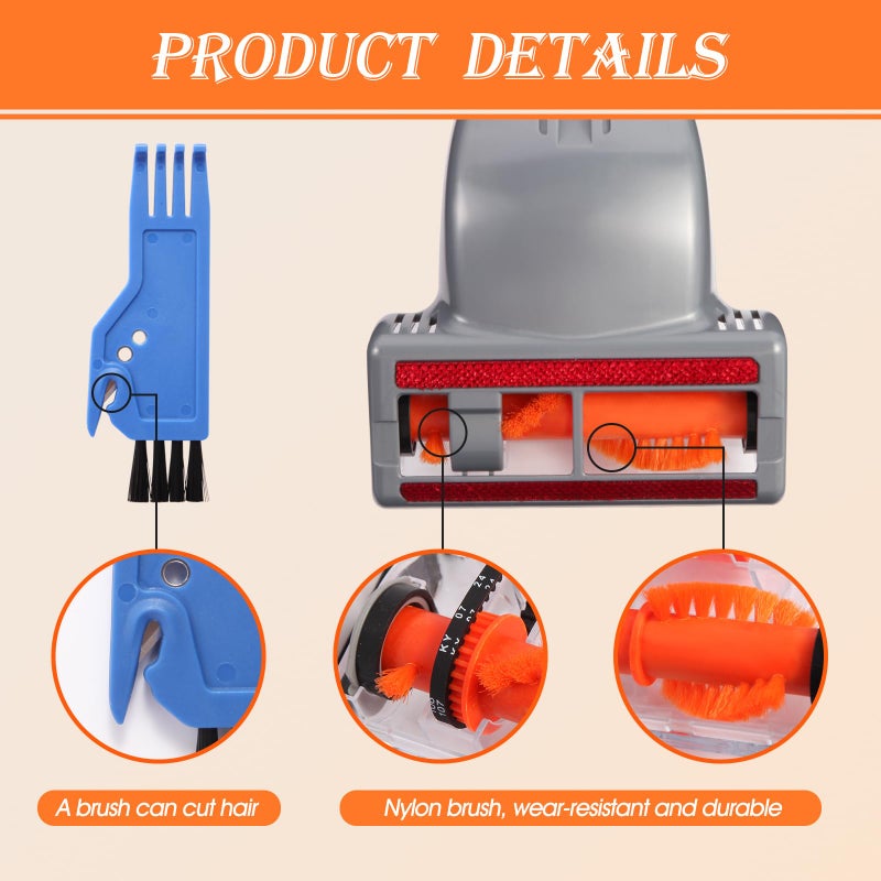 Hcxvtyx Upgraded Vacuum Pet Hair Power Brush Tool Attachment Compatible With Shark HV300 HV320 HV322 NV752 NV650 NV680 NV800 NV150 LA502 ZU560 ZU561 ZU60 AZ2001 HZ2002 UV725 Vacuum Replacement Parts Orange - Image 2
