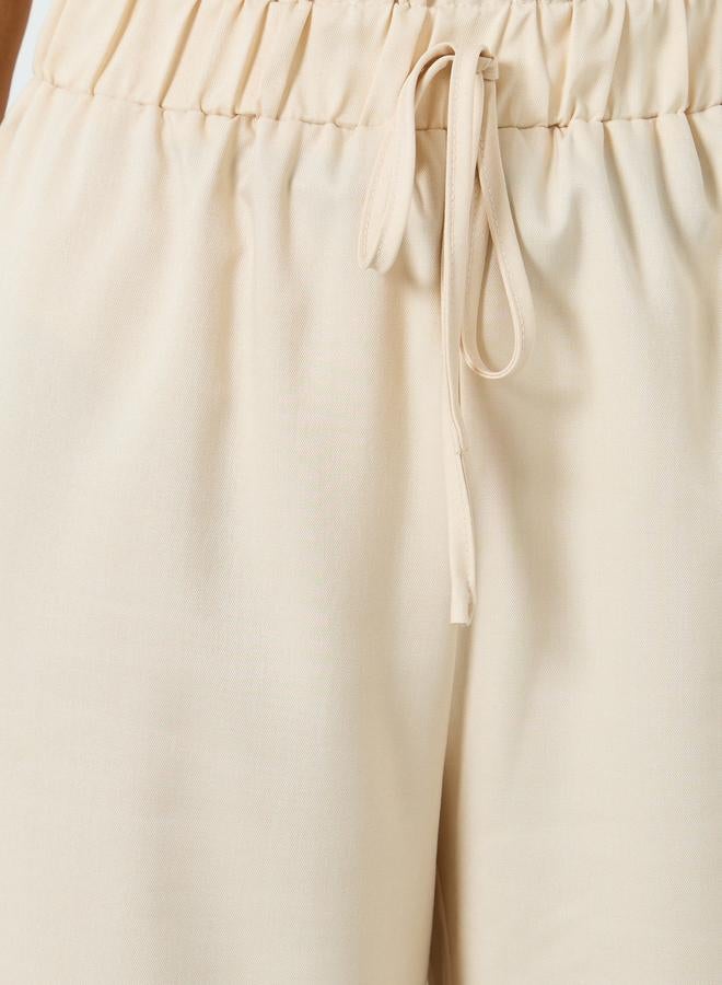 Take Two Women Beige Wide Leg Pants with Drawstring - Image 3