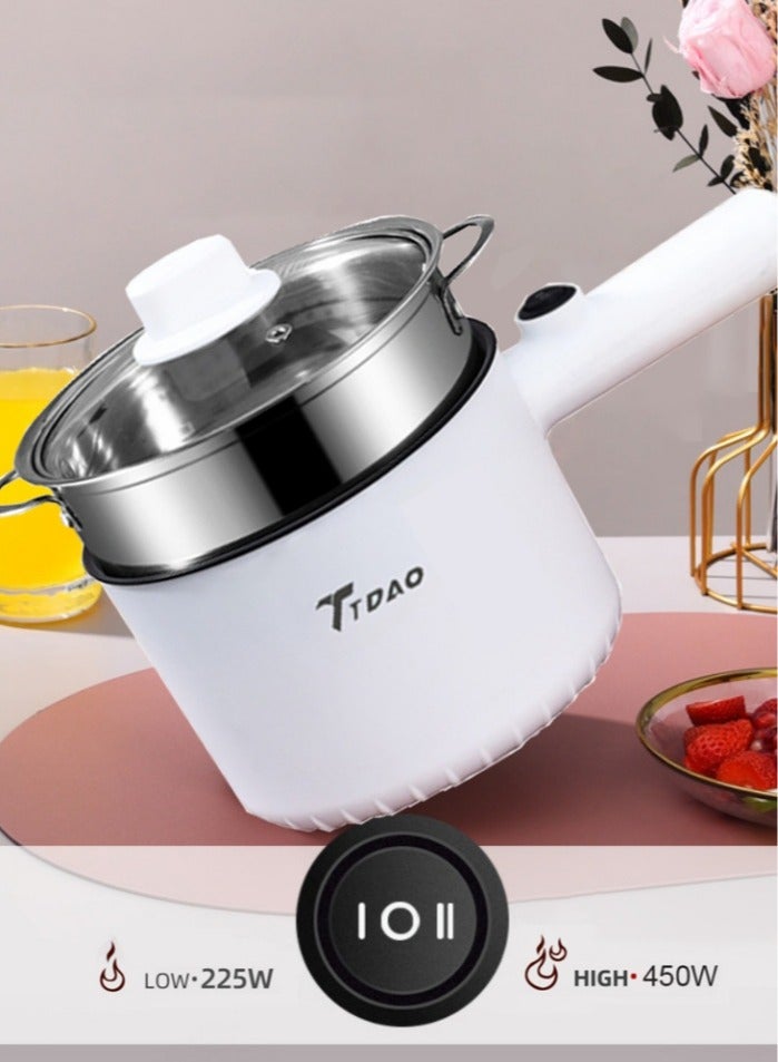 TDAO 450W 3 Piece Multi Functional Elctric Hot Pot with Steamer, and Temperature Control Non-Stick Electric Cooker Shabu, Electric Cooking Pot, Used for Steak, Steaming, Frying, Stir Frying, Boiling, Stewing, Hotpot, Teppanyaki, Egg 1.5L - Image 2