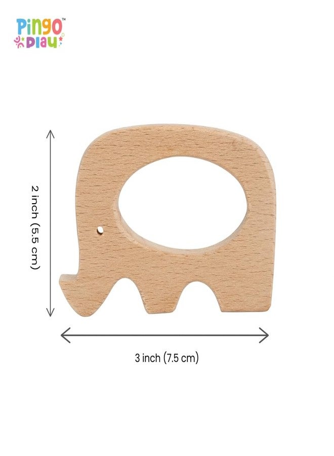 Pingo Play Wooden Rattle | Montessori Sensory Toy for Babies | Natural Beech Wood, Non-Toxic Paint, Eco-Friendly Baby Toy Set (3+ Months) (Rattle + Elephant Teether) - Image 3