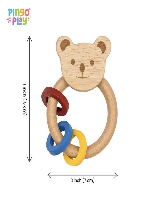 Pingo Play Wooden Rattle | Montessori Sensory Toy for Babies | Natural Beech Wood, Non-Toxic Paint, Eco-Friendly Baby Toy Set (3+ Months) (Rattle + Elephant Teether) - Image 2