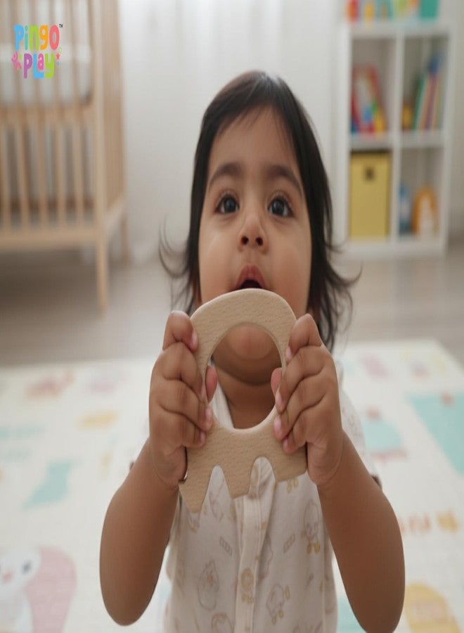 Pingo Play Wooden Rattle | Montessori Sensory Toy for Babies | Natural Beech Wood, Non-Toxic Paint, Eco-Friendly Baby Toy Set (3+ Months) (Rattle + Elephant Teether) - Image 5