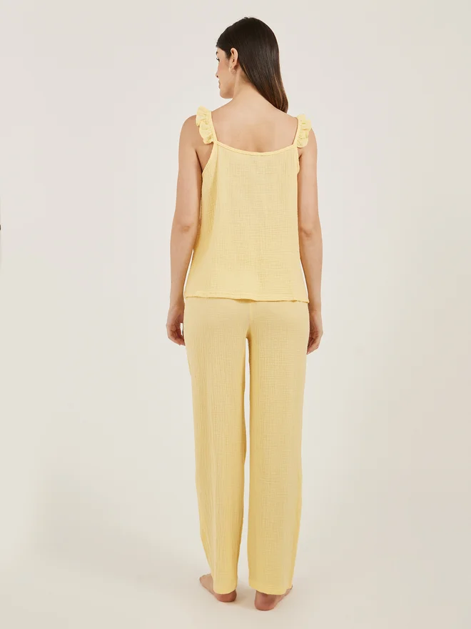 Styli Styli Cotton Gauze Ruffle Cami and Pyjama Set
