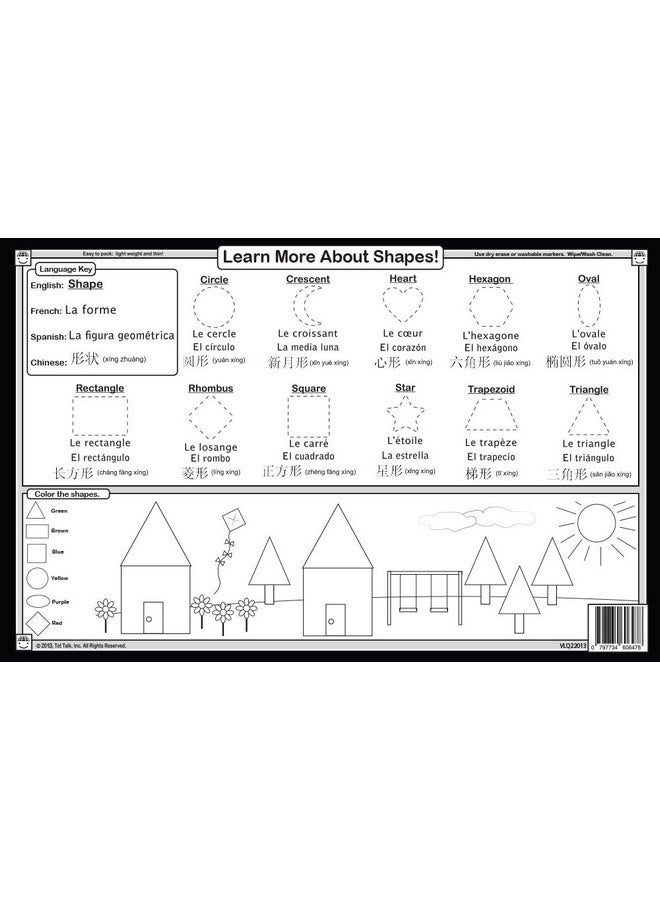 Tot Talk Tot Talk Educational Kids Placemats- Preschool Kindergarten Table Mats: Uppercase ABCs, Alphabet, Numbers, Shapes, Reversible - Waterproof, Washable, Wipeable, Durable, Double-Sided, Made in The USA  - Image 4