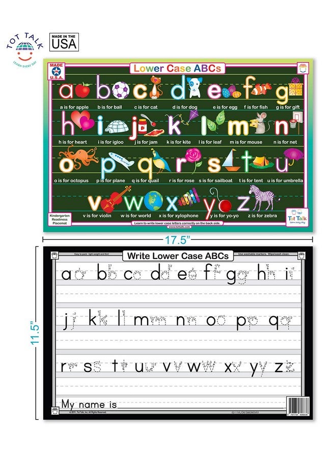 Tot Talk Tot Talk Educational Kids Placemats- Preschool Kindergarten Table Mats: Uppercase ABCs, Alphabet, Numbers, Shapes, Reversible - Waterproof, Washable, Wipeable, Durable, Double-Sided, Made in The USA  - Image 2