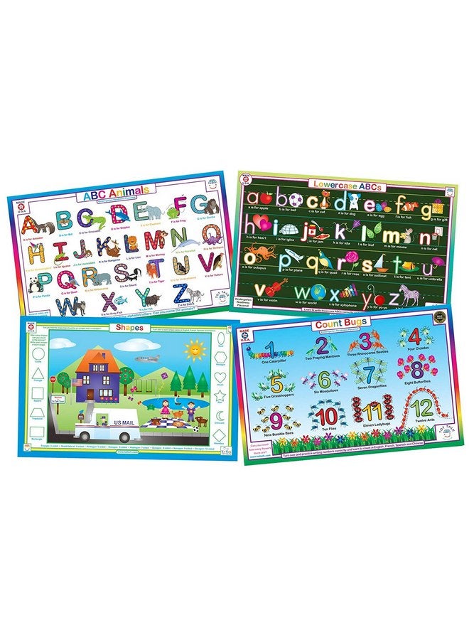 Tot Talk Tot Talk Educational Kids Placemats- Preschool Kindergarten Table Mats: Uppercase ABCs, Alphabet, Numbers, Shapes, Reversible - Waterproof, Washable, Wipeable, Durable, Double-Sided, Made in The USA  - Image 1