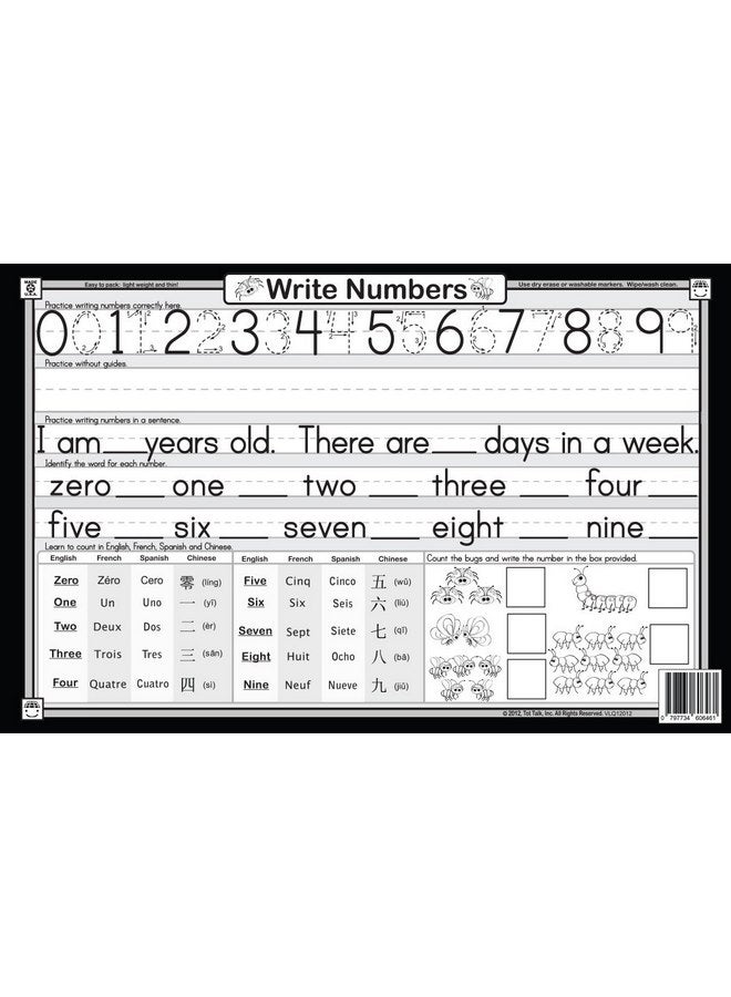 Tot Talk Tot Talk Educational Kids Placemats- Preschool Kindergarten Table Mats: Uppercase ABCs, Alphabet, Numbers, Shapes, Reversible - Waterproof, Washable, Wipeable, Durable, Double-Sided, Made in The USA  - Image 5