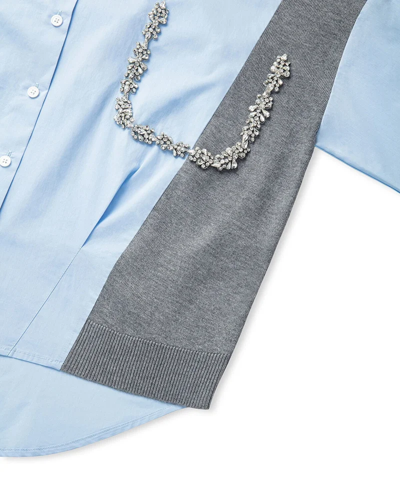 Ipekyol  Embellished Mixed Media Shirt for Women | Best Price UAE
