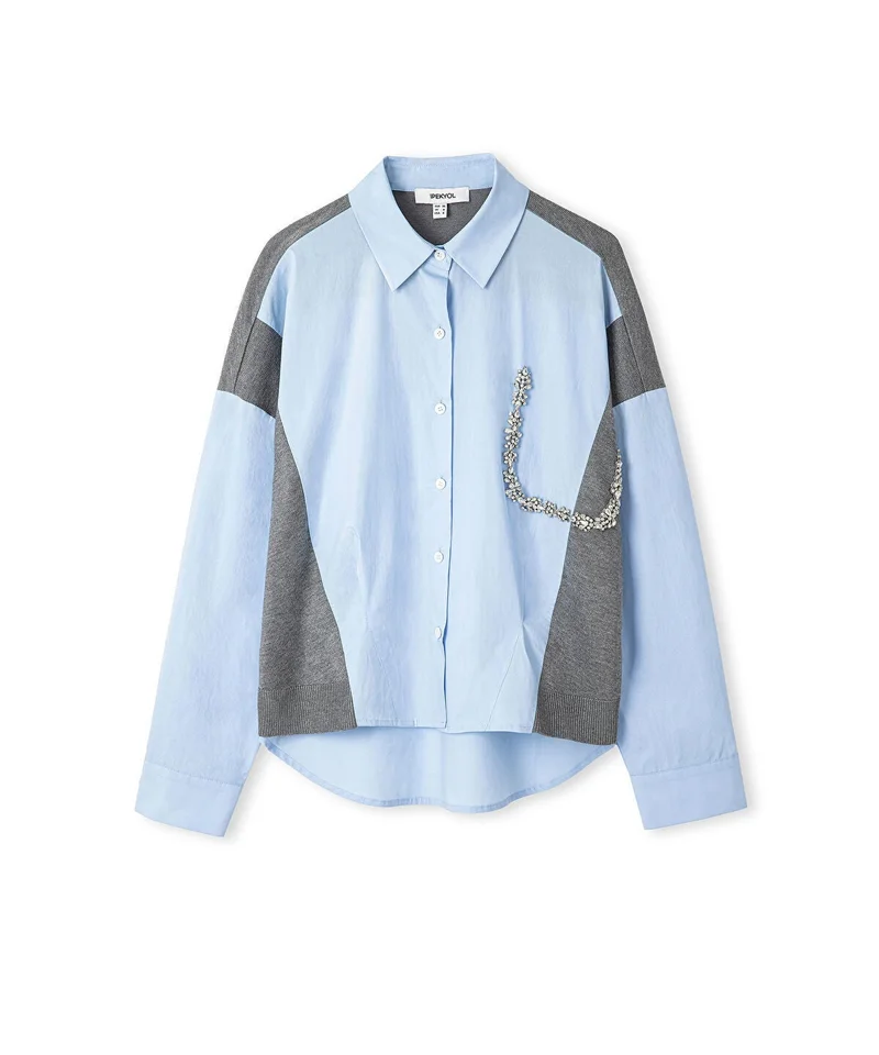 Ipekyol  Embellished Mixed Media Shirt for Women | Best Price UAE