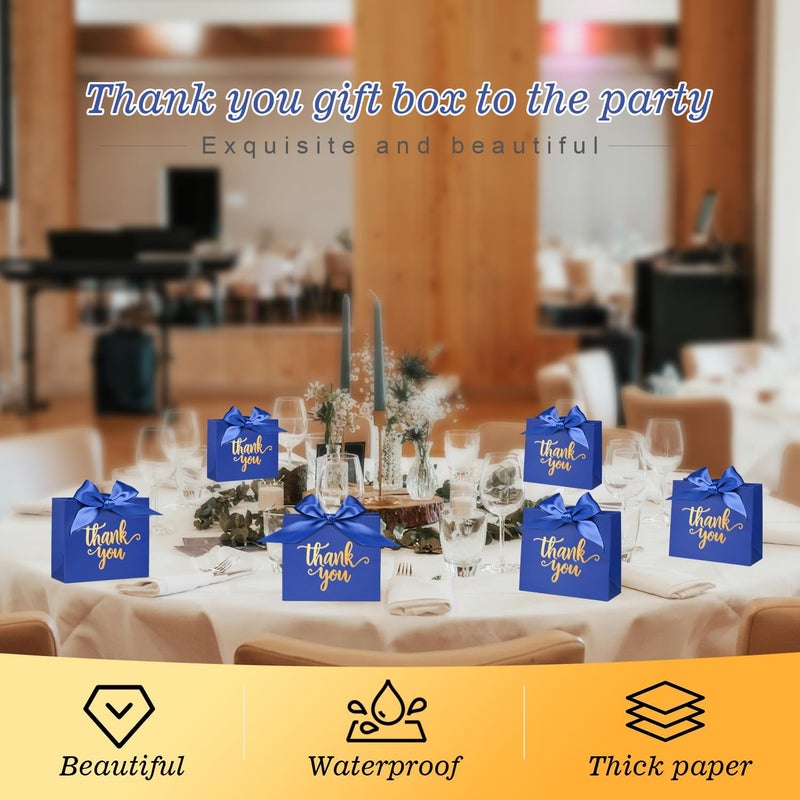 DECHISY 60Pack Mini Thank You Gift Bags, 4.5x1.8x3.9 Inches Blue Paper Gift Bags With Ribbon for Wedding, Candy Favor Boxes, Birthday Party, Baby Shower, Anniversary - Image 4