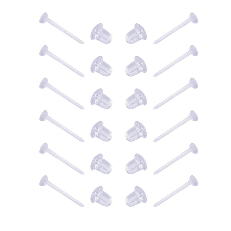 DSOMHZ Clear Earrings for SportsWork3mm Plastic Earrings for Sensitive EarsInvisible Clear Stud 100 Pairs Earring Backs and Blank Pins Stud100 pieces50 Pairs