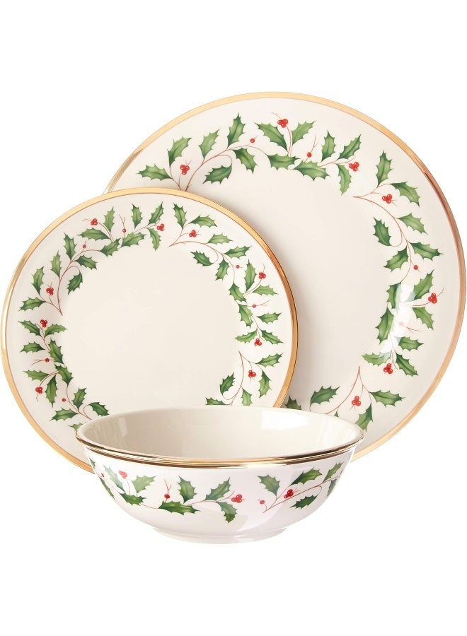 Lenox 883430 Holiday 3Piece Place Setting Christmas Set Hosting Red Green - Image 1