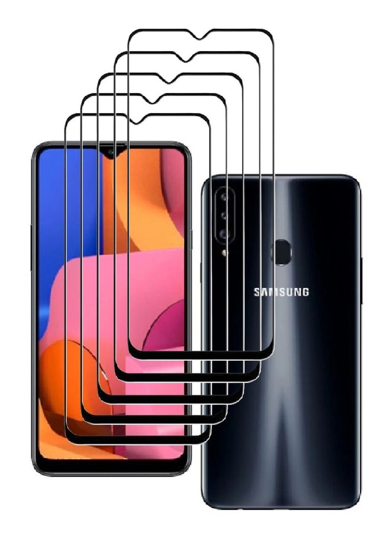 AINA 5 Pieces Tempered Glass Screen Protector 5D Designed For Samsung Galaxy A20s Full Glue Edge to Edge Full Screen Coverage And Bubble Free - Image 1