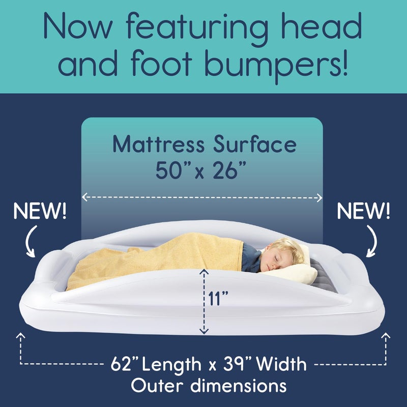 Hiccapop Inflatable Toddler Travel Bed with Safety Bumpers [4-Sided], Portable Toddler Bed for Kids, Toddler Air Mattress, Kids Air Mattress - Grey - Image 5