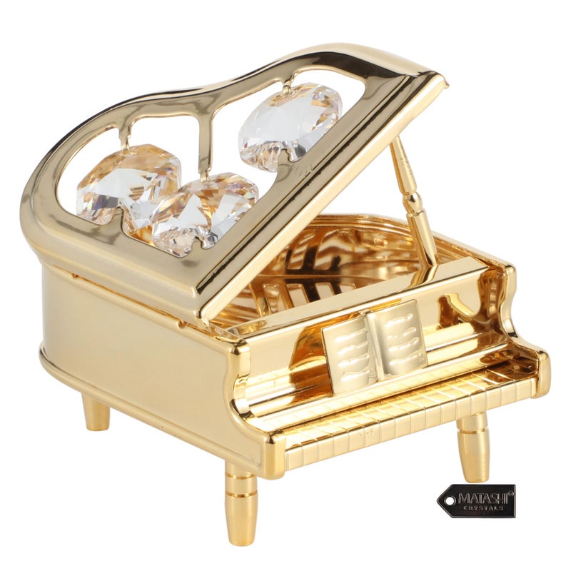 matashi Matashi Gift for Mother's Day - 24K Gold Plated Crystal Studded Classic Grand Piano Figurine Table top Showpiece for Home Office Living Room - Image 1