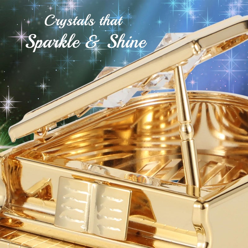 matashi Matashi Gift for Mother's Day - 24K Gold Plated Crystal Studded Classic Grand Piano Figurine Table top Showpiece for Home Office Living Room - Image 3