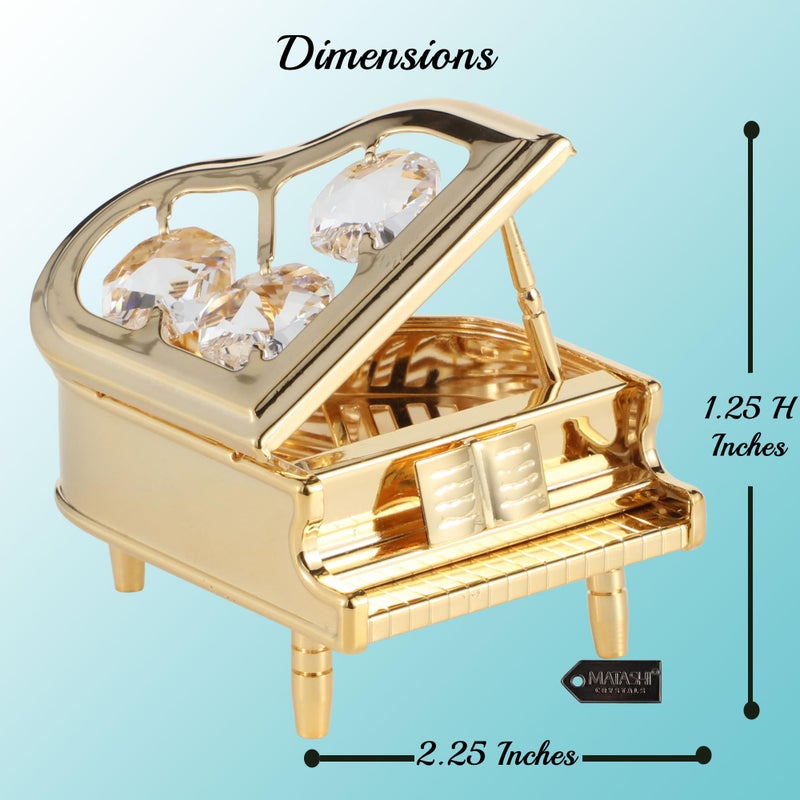 matashi Matashi Gift for Mother's Day - 24K Gold Plated Crystal Studded Classic Grand Piano Figurine Table top Showpiece for Home Office Living Room - Image 5
