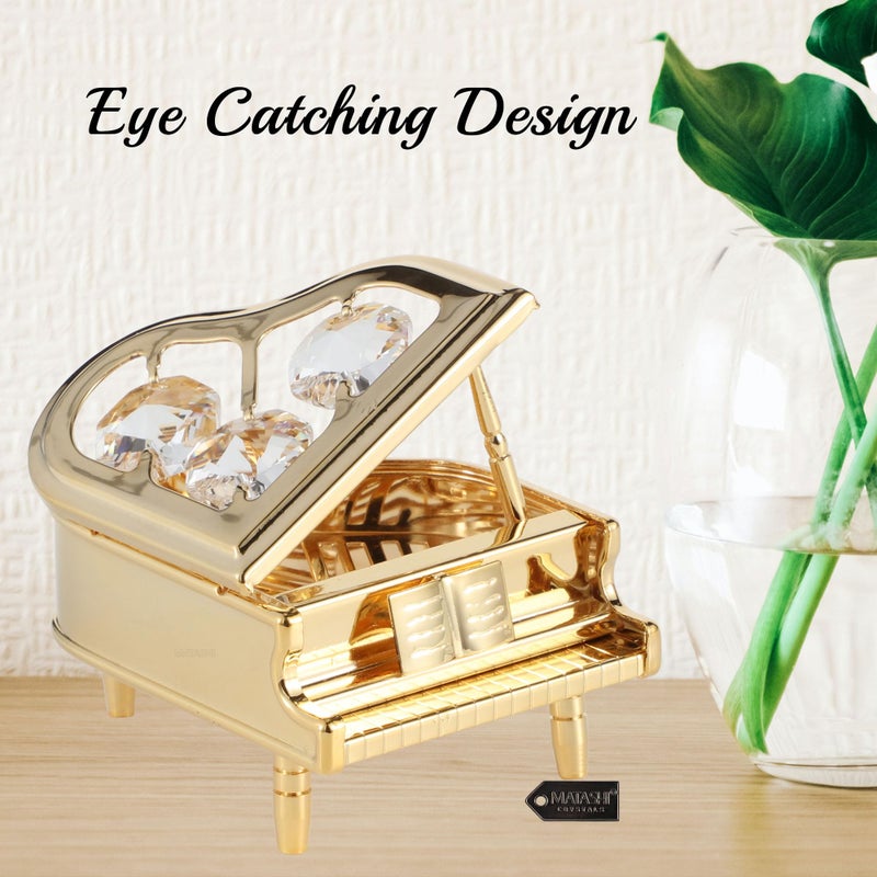 matashi Matashi Gift for Mother's Day - 24K Gold Plated Crystal Studded Classic Grand Piano Figurine Table top Showpiece for Home Office Living Room - Image 4