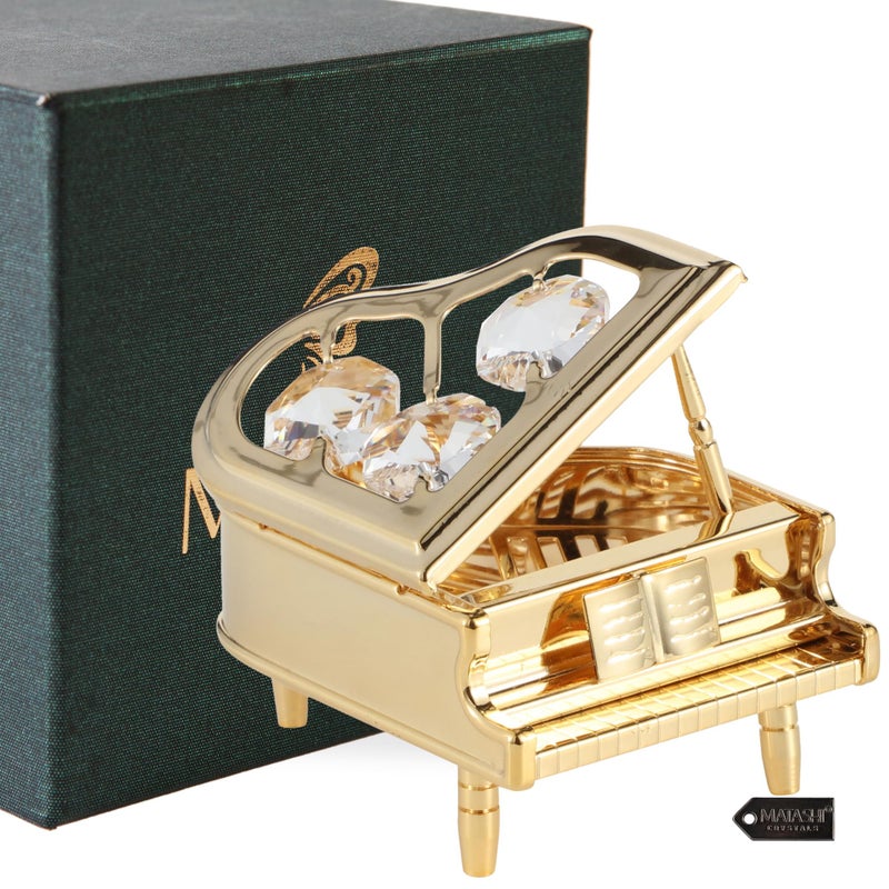 matashi Matashi Gift for Mother's Day - 24K Gold Plated Crystal Studded Classic Grand Piano Figurine Table top Showpiece for Home Office Living Room - Image 2