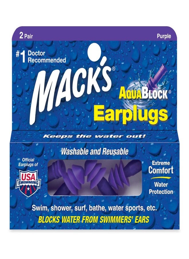 Mack's Unisex's AquaBlock Ear Plugs (2 Pair), Purple - Image 1