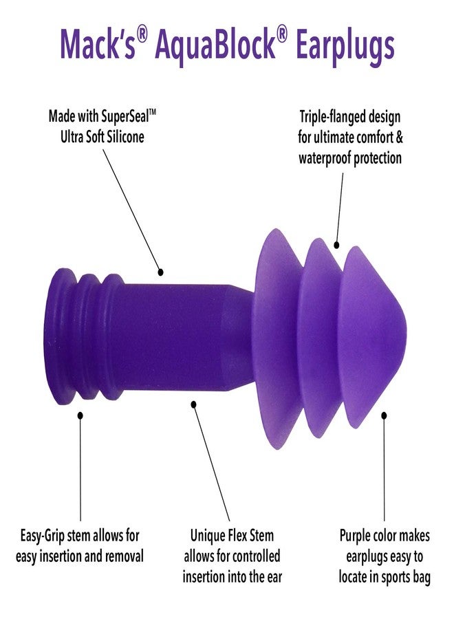 Mack's Unisex's AquaBlock Ear Plugs (2 Pair), Purple - Image 2