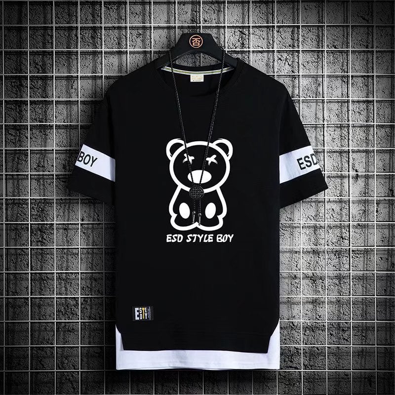 Men'S Short-Sleeve 2023 New Summer Ice Silk Half-Sleeve Men'S T-Shirt Trendy Versatile Student Top - Image 1