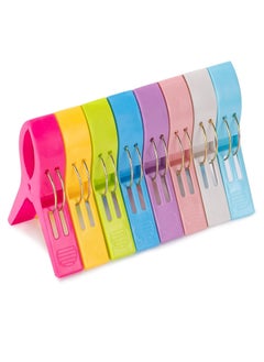 Oasisgalore 8 Pack Beach Towel Clips, Chair Clips Towel Holder Clothes Pins Clothes Pegs Hanging Clip Clamps  - Image 1