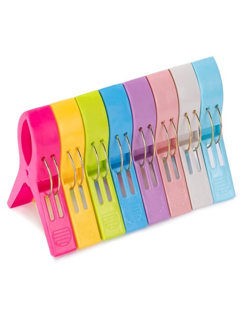 8 Pack Beach Towel Clips, Chair Clips Towel Holder Clothes Pins Clothes Pegs Hanging Clip Clamps