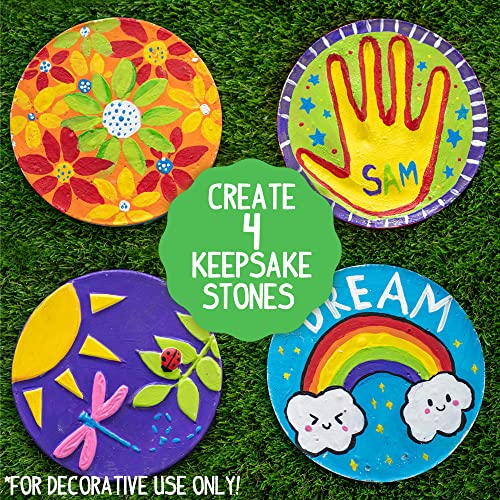 Made By Me Mix & Mold Your Own & Make 4 DIY Personalized Stepping Stones, Great Spring & Summer Weekend Activity, Perfect Keepsake, Birthday Party Idea for Kids Ages 5, 6, 7, 8, 9, Multicolor - Image 2