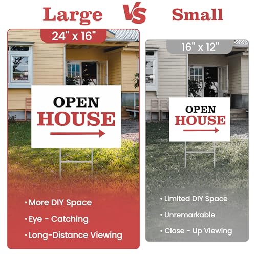 ComboJoy Blank Yard Signs with Stakes, 24 x 16 Inches Corrugated Plastic Custom Sign, Sturdy Stakes and Double-Sided, 4 Pack Large Sign for Garage, Rent, Birthday, Real Estate, Open House, and Guidepost - Image 3