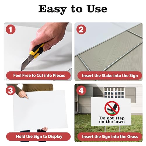 ComboJoy Blank Yard Signs with Stakes, 24 x 16 Inches Corrugated Plastic Custom Sign, Sturdy Stakes and Double-Sided, 4 Pack Large Sign for Garage, Rent, Birthday, Real Estate, Open House, and Guidepost - Image 5