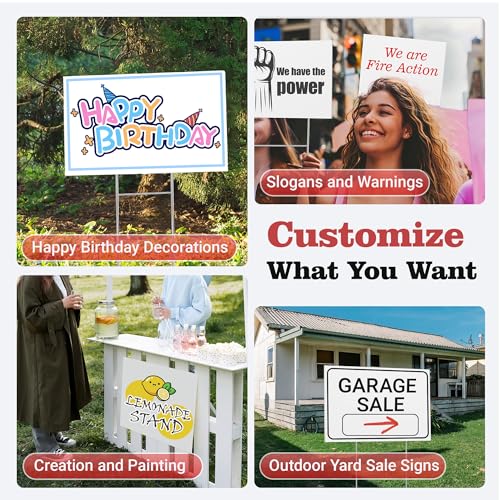 ComboJoy Blank Yard Signs with Stakes, 24 x 16 Inches Corrugated Plastic Custom Sign, Sturdy Stakes and Double-Sided, 4 Pack Large Sign for Garage, Rent, Birthday, Real Estate, Open House, and Guidepost - Image 4