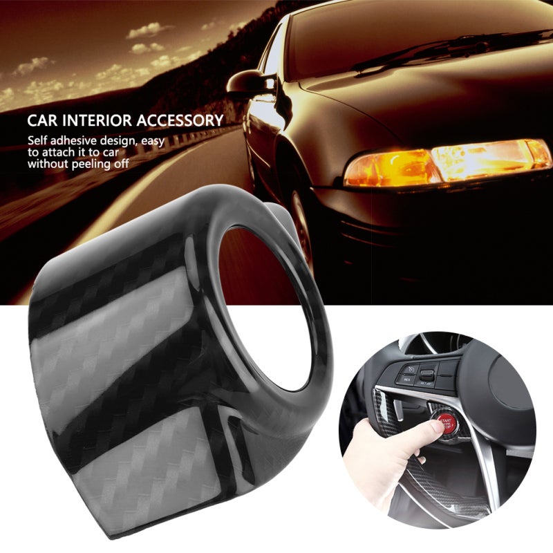 Car Start Stop Button Cover: Quality ABS, Lightweight Anti-Rust Colorfast - Self Adhesive Easy Attach, Glossy Deluxe Appearance for Alfa Romeo Stelvio (2017-2018) Giulia (2016-2018) - Image 3