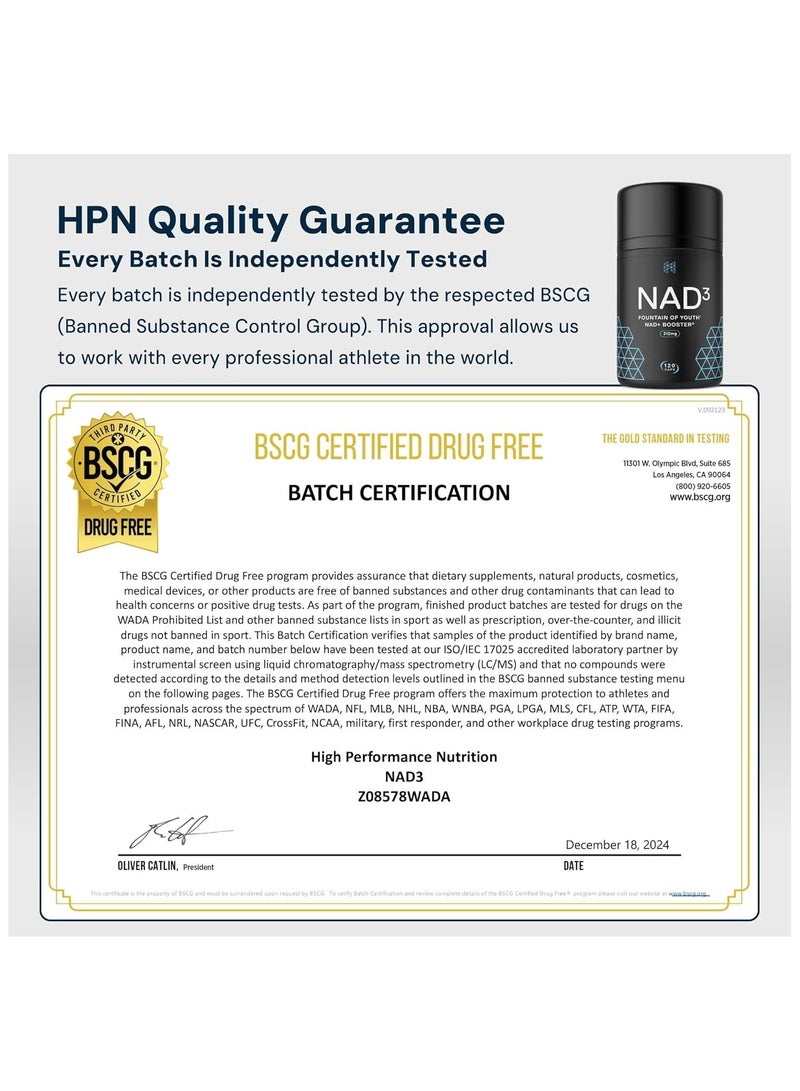 HPN NAD3, NAD+ BOOSTER, 312 mg - 120 Vegetarian Capsules - Image 2