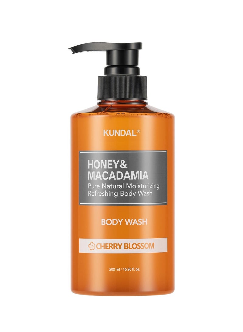 KUNDAL Honey & Macadamia Pure Natural Moisturizing Refreshing Body Wash Cherry Blossom 500Ml - Image 1