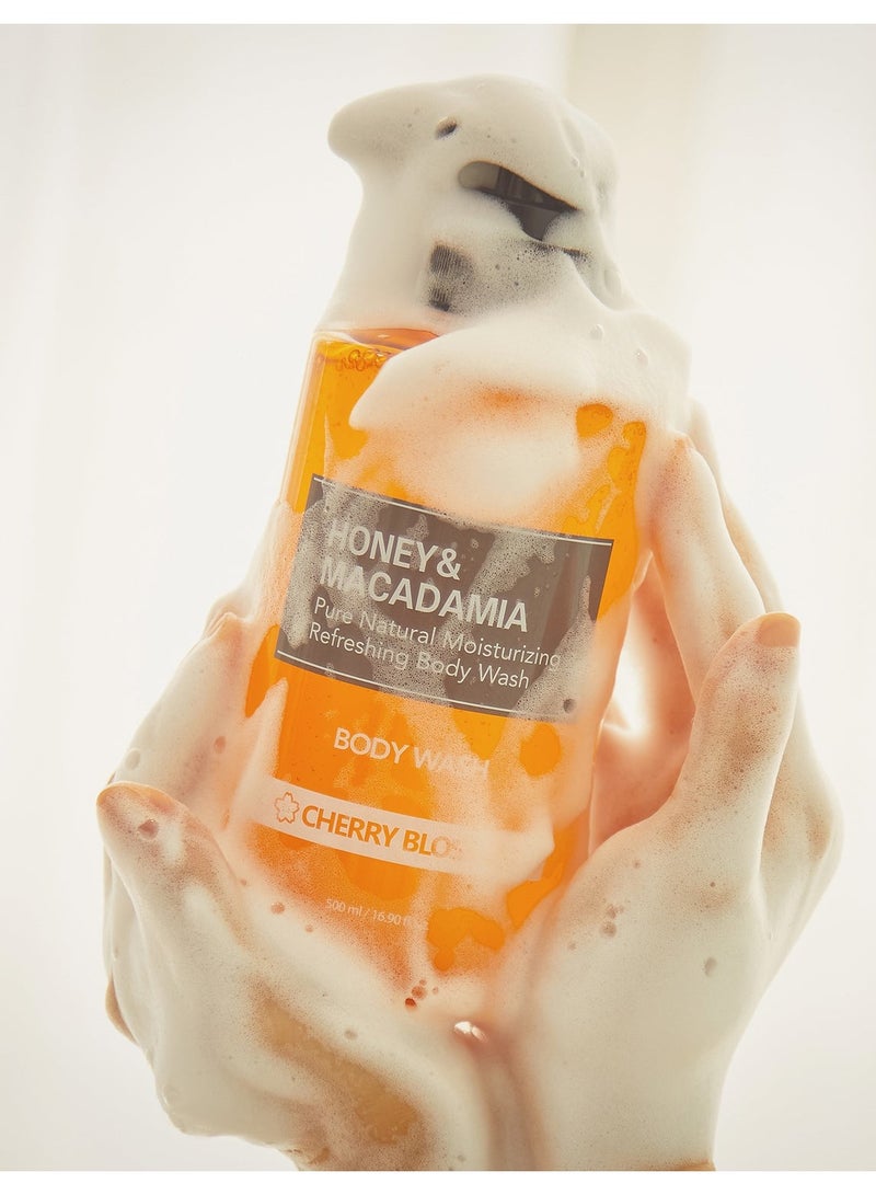 KUNDAL Honey & Macadamia Pure Natural Moisturizing Refreshing Body Wash Cherry Blossom 500Ml - Image 3