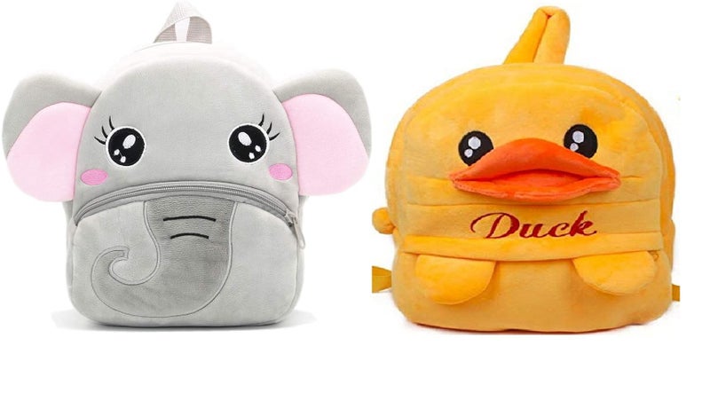 blue tree Kids School Bag Soft Plush Backpack Cartoon Bags Mini Travel Bag for for Girls Boys Toddler Baby Elephant & Yellow Duck - Image 5