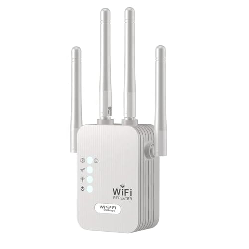 PunnkFunnk Punnk Funnk 300Mbps Wireless Range Extender, Broadband/Wi-Fi Extender, Wi-Fi Booster/Hotspot with 2 Ethernet Port, Plug and Play, Built-in Access Point Mode, White - Image 1