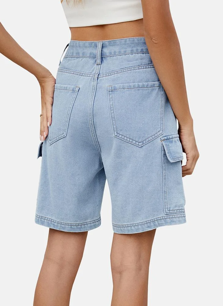 يونيكي Blue Mid Rise Plain Regular Fit Shorts