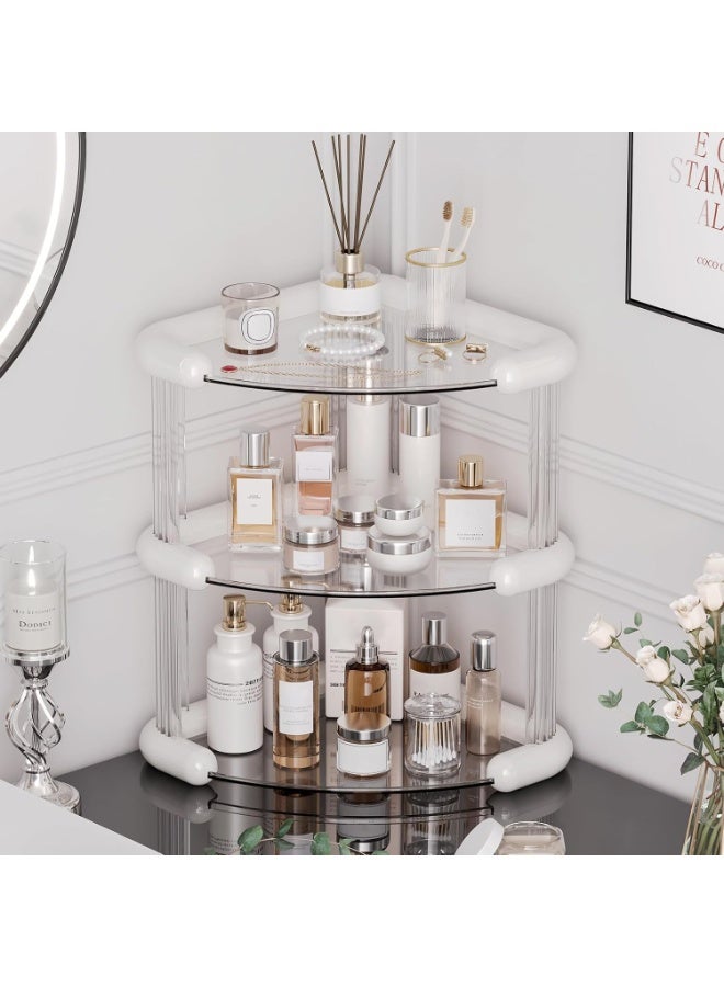 رف زاوية 3 أدوار لتخزين وتنظيم مستحضرات التجميل والعطور – تصميم أنيق وعصري - Image 1