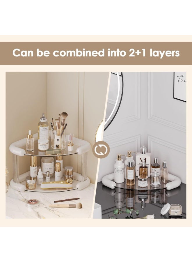 رف زاوية 3 أدوار لتخزين وتنظيم مستحضرات التجميل والعطور – تصميم أنيق وعصري - Image 3