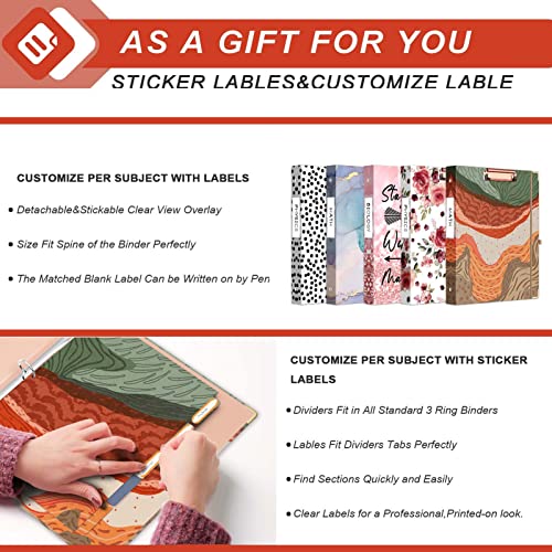 EYROZILL 3 Ring Binder 1 Inch for Letter-Size 8.5" x 11" Paper with 5-Tab Dividers, Cute Three Ring Binder folders with Profile Clipboard for Women School Office Supplies, Desert Camel - Image 5