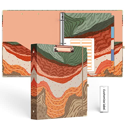 EYROZILL 3 Ring Binder 1 Inch for Letter-Size 8.5" x 11" Paper with 5-Tab Dividers, Cute Three Ring Binder folders with Profile Clipboard for Women School Office Supplies, Desert Camel - Image 1