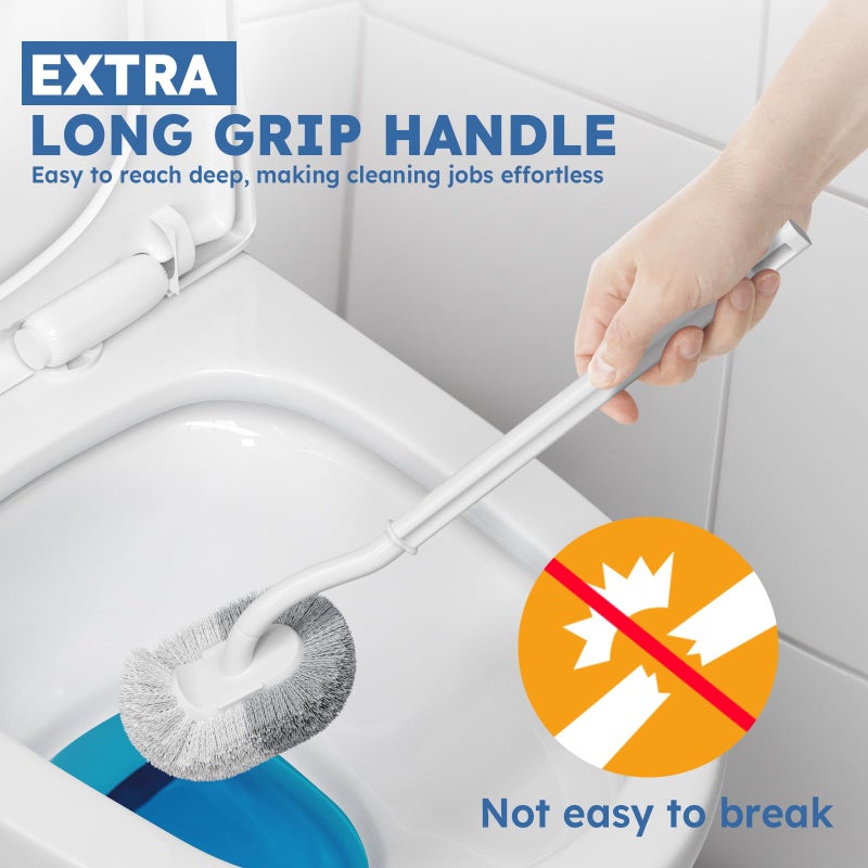 TRENTI Toilet Brush, 2 Pack Toilet Brush and Holder Set with Durable Curved BristlesToilet Scrubber, Toilet Bowl Brush with Extra Long Handle,Toilet Cleaner with Caddy for Bathroom Deep Cleaning (2, White) - Image 4