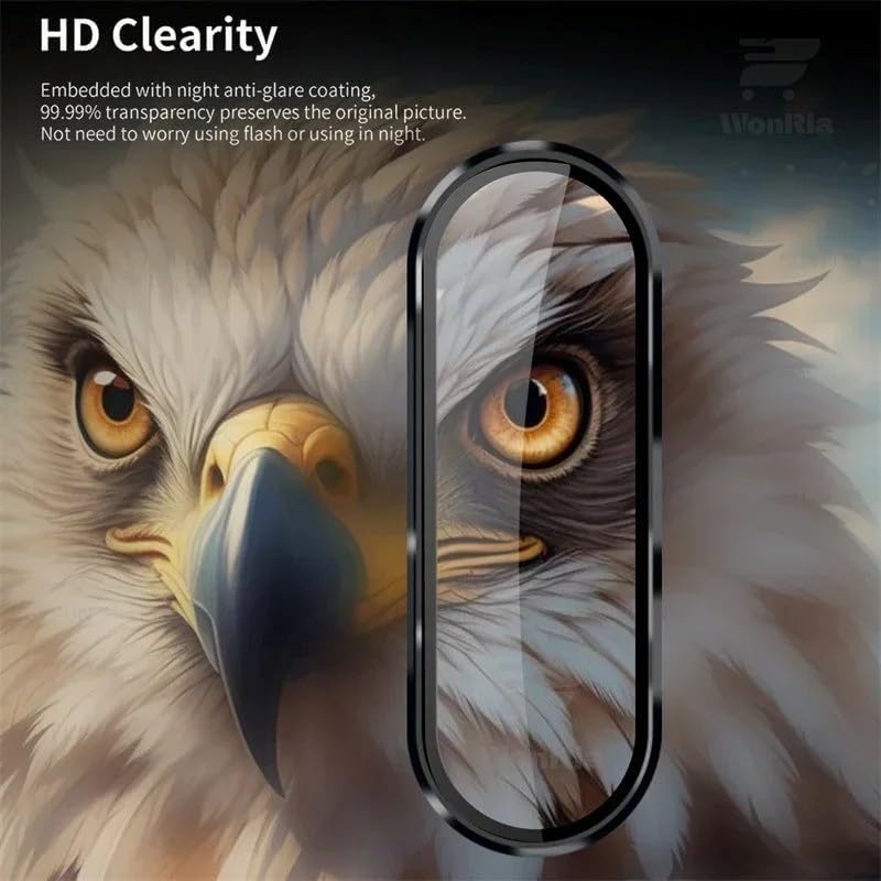 WonReza ® حزمة 1 - واقي عدسة الكاميرا بإطار معدني لهاتف Vivo V50 | Vivo V50E 5G زجاج مقسى وحلقات من سبائك الألومنيوم، إطار معدني فائق الوضوح - أسود - Image 4