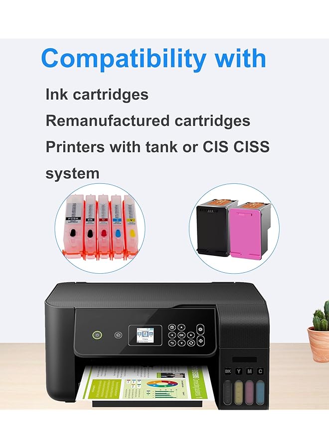erorex Universal Printer Ink Cartridges 400Ml Black Color Set Refill Ink Replacement For Hp 61 912 953 963 For Canon Pixma G3400 G2400 Refillable Ink Cartridges And Ciss System Dye Ink - Image 2