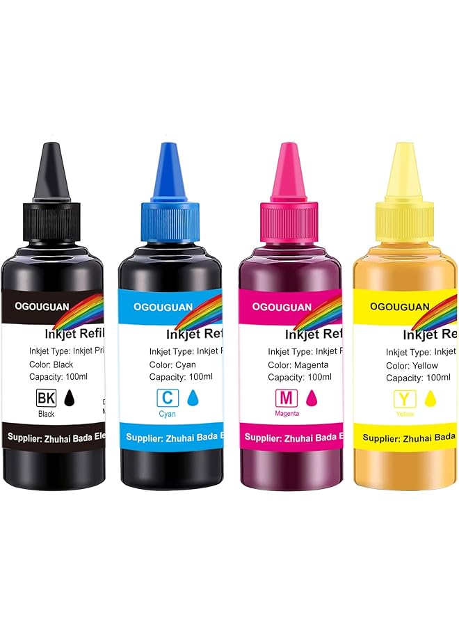 erorex Universal Printer Ink Cartridges 400Ml Black Color Set Refill Ink Replacement For Hp 61 912 953 963 For Canon Pixma G3400 G2400 Refillable Ink Cartridges And Ciss System Dye Ink - Image 1